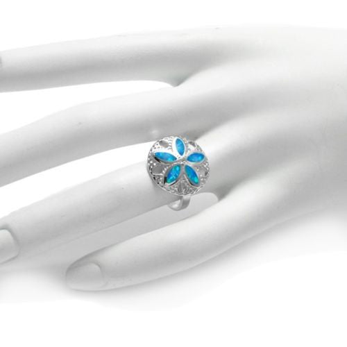 Classy Created opal sand dollar ring | Wholesale 925 sterling silver jewelry | Alternate