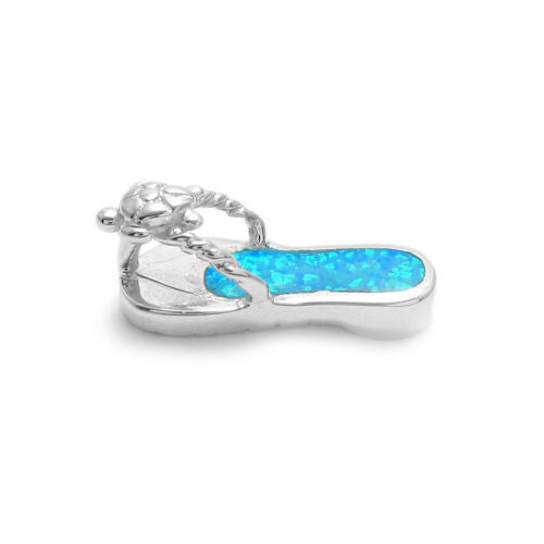 Radiant Created Opal Sandal Pendant with Turtle | Wholesale 925 Sterling Silver Pendant - Jewelry | Alternate