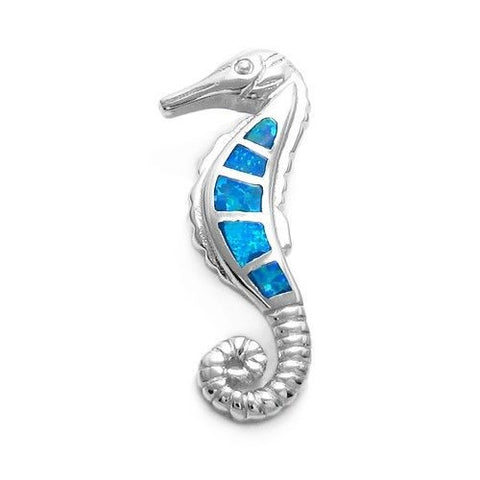Pretty Created Opal Sea Horse Slide Pendant | Wholesale 925 Sterling Silver Pendant | Main