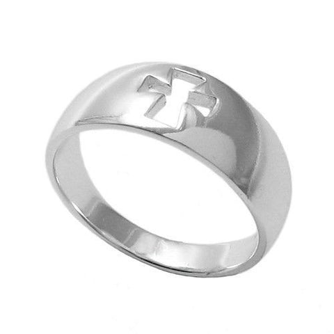 Classy Cut-out Cross Band Ring | Wholesale 925 Sterling Silver Jewelry | Main