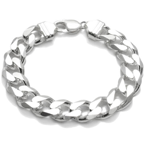 Exquisite Sterling Silver Cuban Link Chain Bracelet - 13.5mm. - 925Express