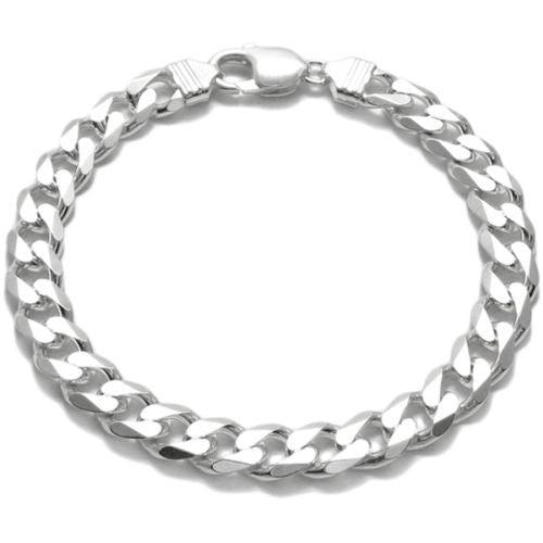 Polished Cuban Link Chain Bracelet - Flat 9mm | Wholesale 925 Sterling Silver Jewelry | Alternate