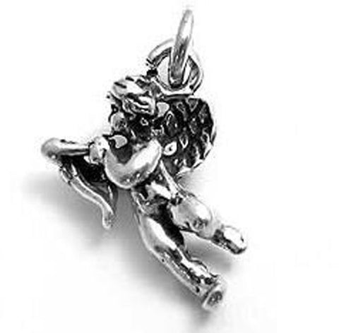 Gorgeous Cupid in Flight Charm with fine details. Wholesale Sterling Silver Charms - Jewelry