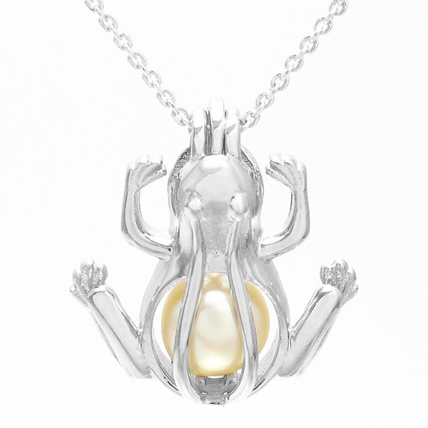 Cute Sterling Silver Frog Pearl Cage | Wholesale 925 Sterling Silver Jewelry | Main photo
