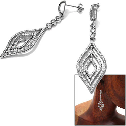 Brilliant CZ embellished leaf shaped hanging earrings | Wholesale 925 Sterling Silver Jewelry | Combo photo