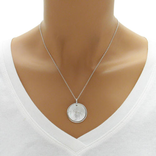 Gorgeous CZ Cross on Pearl Pendant Necklace | Wholesale 925 Sterling Silver Pendant - Jewelry | Alternate