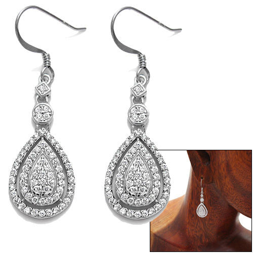 Sparkling CZ embellished teardrop shaped hook earrings | Wholesale 925 Sterling Silver Jewelry | Combo photo