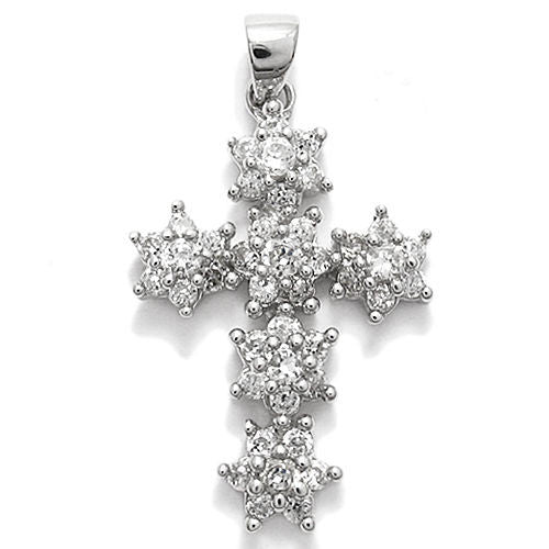 Elegant Cross Pendant with 2.1 Carat Multi-CZ Stars Design | Wholesale 925 Sterling Silver Pendant - Jewelry | Alternate