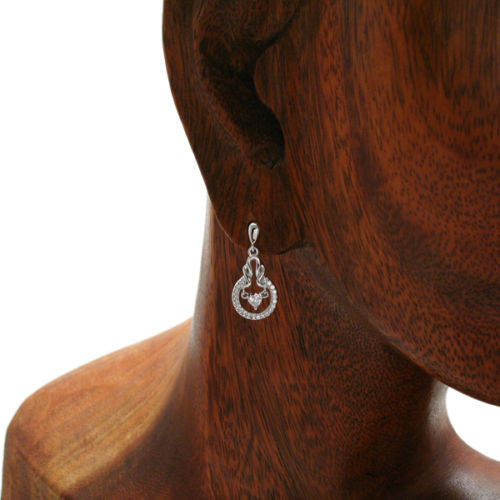 Dangling 0.75 Carat Heart CZ with Clear Accents Earrings | Wholesale Sterling Silver Jewelry | Alternate