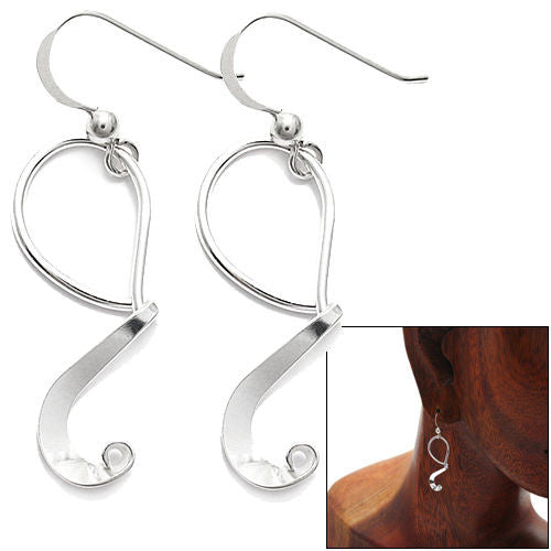 Dangling curled ribbon hanging hook earrings | Wholesale 925 Sterling Silver Jewelry | Combo Photo