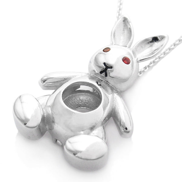Sterling Silver Bunny Rabbit Pearl Cage w/ Red CZ Eyes | Wholesale 925 Sterling Silver Jewelry | Empty Cage photo