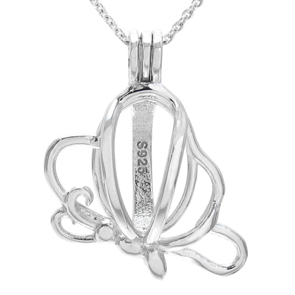 Delightful Sterling Silver Floating Butterfly Pearl Cage | Wholesale 925 Sterling Silver Jewelry | Empty Cage photo