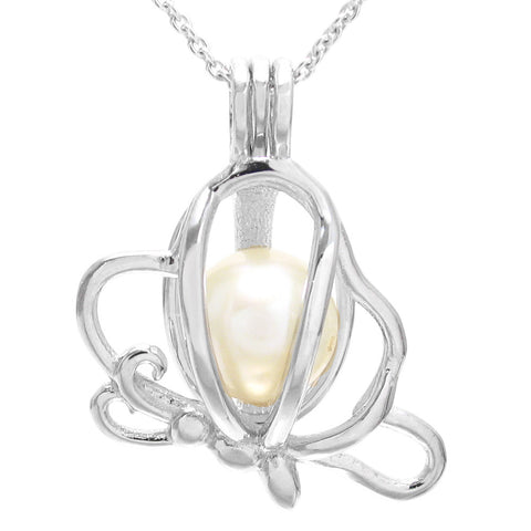 Delightful Sterling Silver Floating Butterfly Pearl Cage | Wholesale 925 Sterling Silver Jewelry | Main photo
