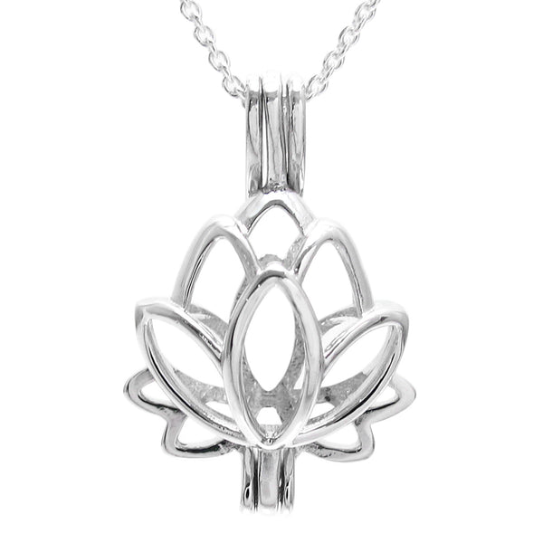 Delighful Sterling Silver Lotus Flower Blossom Pearl Cage Pendant | Wholesale 925 Sterling Silver Jewelry | Main photo