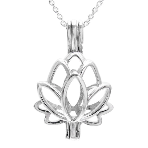 Delighful Sterling Silver Lotus Flower Blossom Pearl Cage Pendant | Wholesale 925 Sterling Silver Jewelry | Main photo