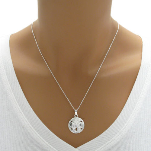 Adorable and well detailed sand dollar pendant | Wholesale 925 Sterling Silver Jewelry | Alternate photo