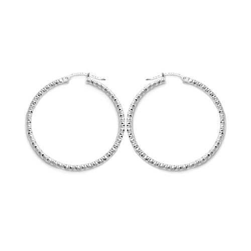 Pretty Dia Cut Faceted Hoop Earrings in 35mm | Wholesale Sterling Silver Jewelry | Alternate