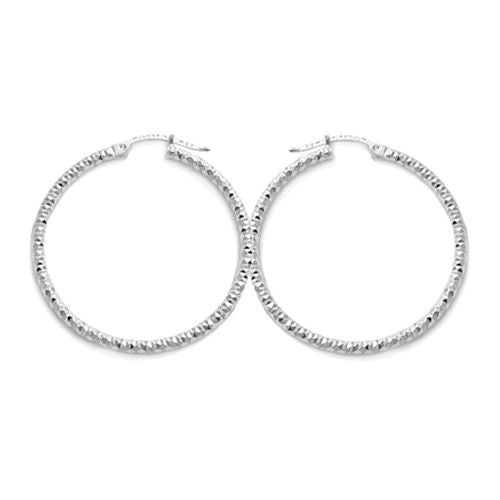 Pretty Dia Cut Faceted Hoop Earrings in 45mm | Wholesale Sterling Silver Jewelry | Alternate