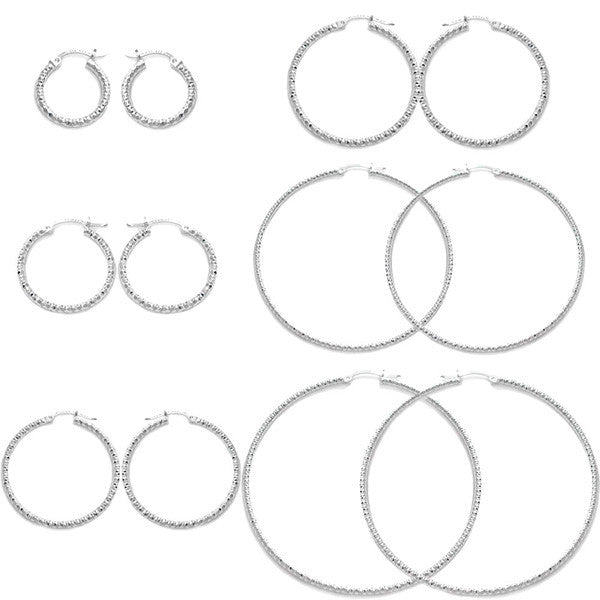 Pretty Dia Cut Faceted Hoop Earrings in Different Sizes | Wholesale Sterling Silver Jewelry | Alternate