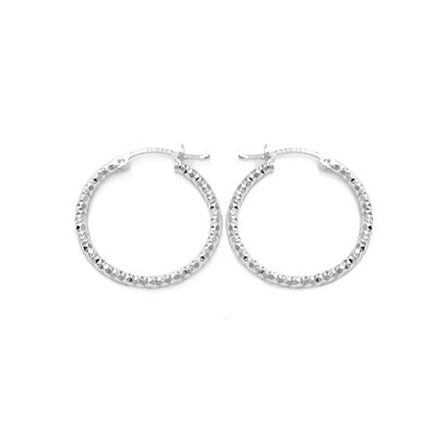 Pretty Dia Cut Faceted Hoop Earrings in 25mm | Wholesale Sterling Silver Jewelry | Alternate