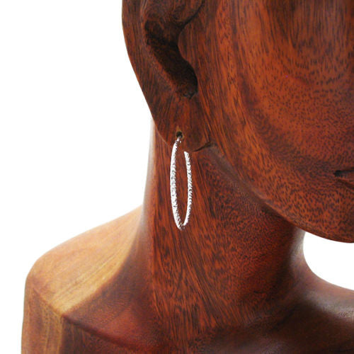 Gorgeous Dia Cut Faceted Hoop Earrings in 35mm | Wholesale Sterling Silver Jewelry | Alternate