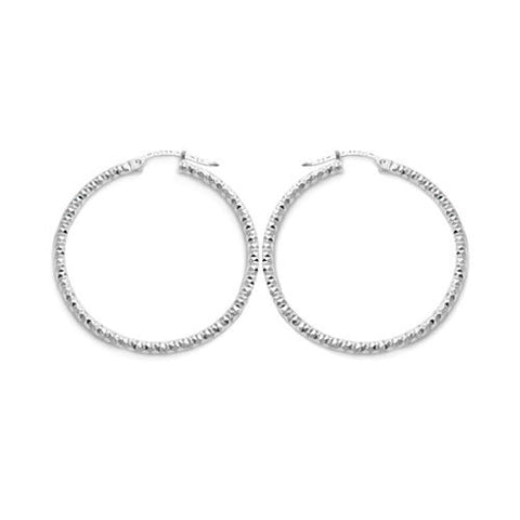 Gorgeous Dia Cut Faceted Hoop Earrings in 35mm | Wholesale Sterling Silver Jewelry | Main
