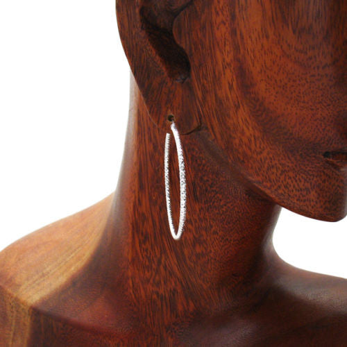 Elevated Pretty Dia Cut Faceted Hoop Earrings in 45mm | Wholesale Sterling Silver Jewelry | Alternate