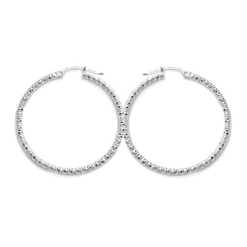Elevated Pretty Dia Cut Faceted Hoop Earrings in 45mm | Wholesale Sterling Silver Jewelry | Main