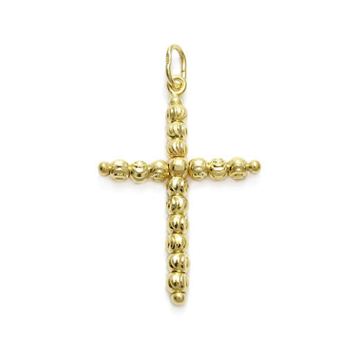 Dainty Dia Cut Multi-Bead Cross Pendant - Gold | Wholesale 925 Sterling Silver Pendant - Jewelry | Alternate