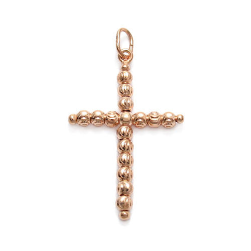Dainty Dia Cut Multi-Bead Cross Pendant - Rose Gold | Wholesale 925 Sterling Silver Pendant - Jewelry | Alternate