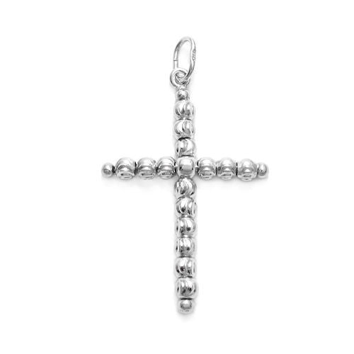 Dainty Dia Cut Multi-Bead Cross Pendant - Silver | Wholesale 925 Sterling Silver Pendant - Jewelry | Alternate