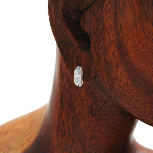 Exquisite Dia Cut Star and Arrows Snap Huggie Earrings | Wholesale Sterling Silver Jewelry | Alternate