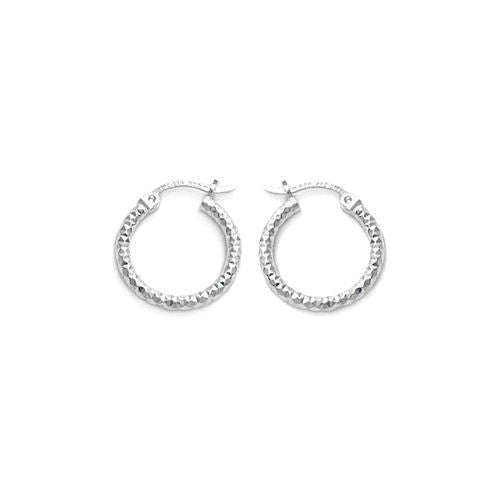 16.5mm diamond cut faceted small hoop earrings | Whoelsale 925 Sterling Silver Jewelry | Item photo