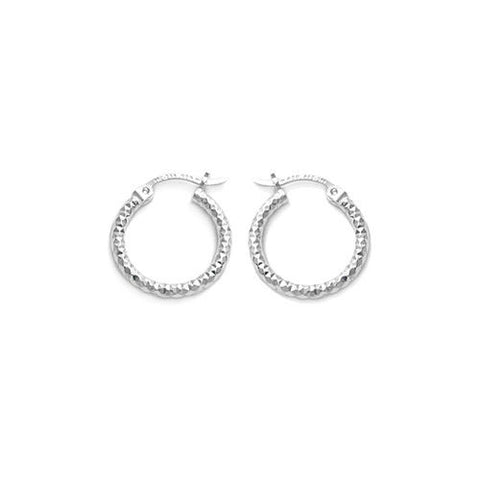 16.5mm diamond cut faceted small hoop earrings | Whoelsale 925 Sterling Silver Jewelry | Item photo