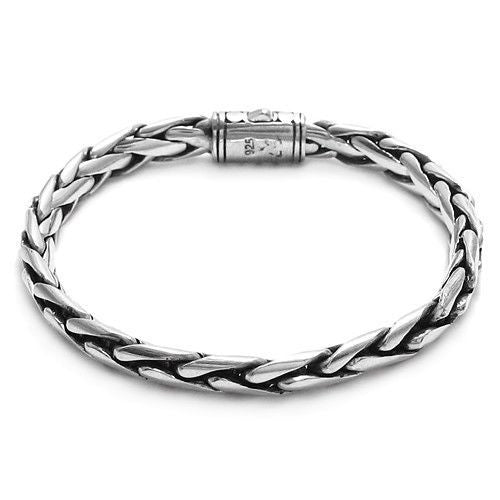 Dinisha Stainless Steel Silver-Plated Silver Heavy Bracelet For Boy & Mens