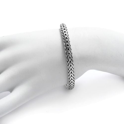 Stunning Dotted Slide-In Lock Heavy Wheat Chain Bracelet | Wholesale 925 Sterling Silver Jewelry | Alternate