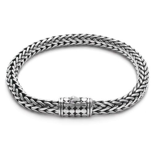 Stunning Dotted Slide-In Lock Heavy Wheat Chain Bracelet | Wholesale 925 Sterling Silver Jewelry | Alternate