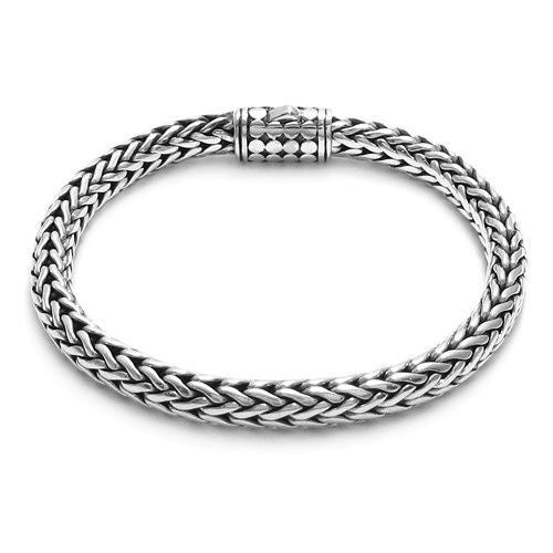 Stunning Dotted Slide-In Lock Heavy Wheat Chain Bracelet | Wholesale 925 Sterling Silver Jewelry | Main