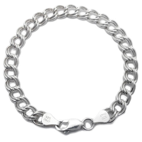 Sleek Double Link Charm Bracelet 8mm (100 Gauge) - 3 Lengths | Wholesale Sterling Silver Jewelry | Main