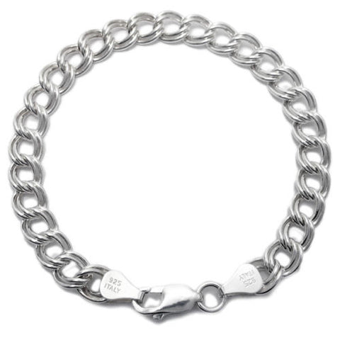 Sleek Double Link Charm Bracelet 8mm (100 Gauge) - 3 Lengths | Wholesale Sterling Silver Jewelry | Main