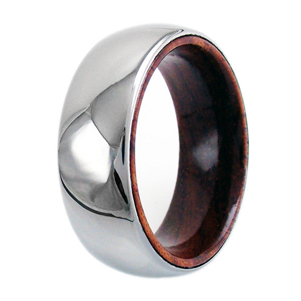 Dome ring with wood inner band & tungsten outer band | Wholesale Tungsten Rings - Wedding Bands | Small photo