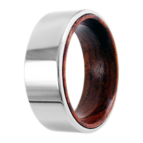 Flat ring with wood inner band & tungsten outer band | Wholesale Tungsten Rings - Wedding Bands | Small photo