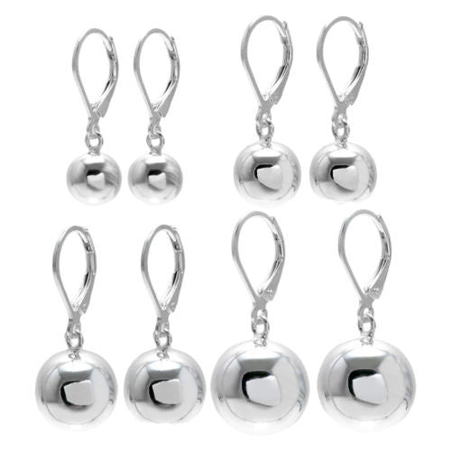 Classic latch back ball earrings. Available in 4 sizes | Wholesale 925 Sterling Silver Jewelry