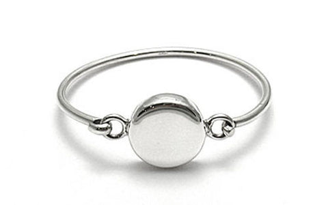 Chic Child's Cuff Bracelet with Engravable Round Disc - 6 Inch | Wholesale 925 Sterling Silver Jewelry | Main