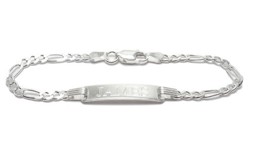 Elegant Engravable Child's Figaro Link I.D. Bracelet - 6 Inch | Wholesale 925 Sterling Silver Jewelry | Main