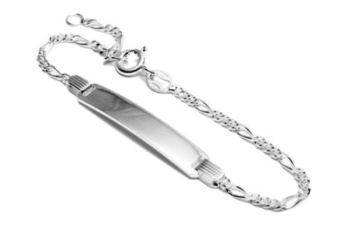 Radiant Engravable Figaro Link Adjustable Bracelet | Wholesale 925 Sterling Silver Jewelry | Main