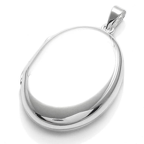Polished Engravable Flat Oval Locket - Large | Wholesale 925 Sterling Silver Jewelry | Alternate
