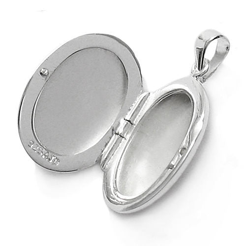 Polished Engravable Flat Oval Locket - Medium | Wholesale 925 Sterling Silver Jewelry | Alternate