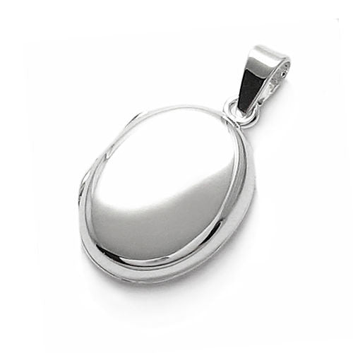 Polished Engravable Flat Oval Locket - Small | Wholesale 925 Sterling Silver Jewelry | Alternate