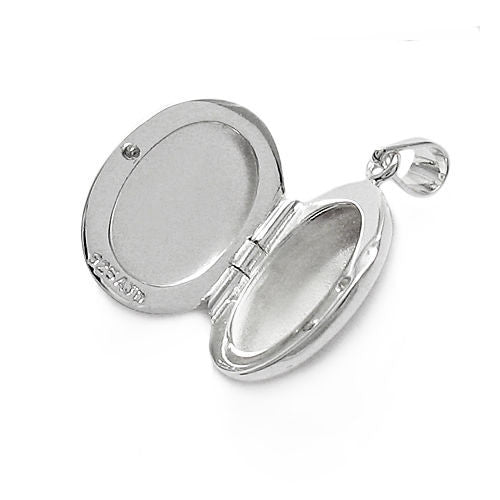 Polished Engravable Flat Oval Locket - Small | Wholesale 925 Sterling Silver Jewelry | Alternate